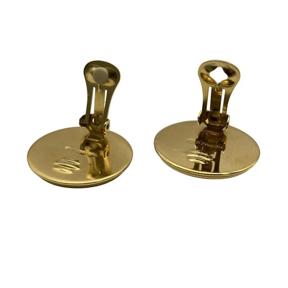 Auth HERMES Email - Gold Orange Multi Hardware None Clip On Earrings - Picture 3 of 4